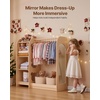 image:imageVEVOR Kids Dress Up Storage with Mirror Dress Up Closet Toddler Wardrobe Closet for Little Girls Armoire with Shelves amp Bottom Tray Costume Organizer Toddler Room Furniture for Bedroom NaturalWood