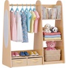 image:imageVEVOR Kids Dress Up Storage with Mirror Dress Up Closet Toddler Wardrobe Closet for Little Girls Armoire with Shelves amp Bottom Tray Costume Organizer Toddler Room Furniture for Bedroom NaturalWood