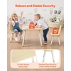 image:imageVEVOR Kids Table and 2 Chairs Set Toddler Table and Chair Set with Rounded Edge Design amp Graffiti Desktop Wooden Desk for Art Craft Reading Learning Drawing ClassroomDaycareHome BurlywoodNatural