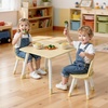 image:imageVEVOR Kids Table and 2 Chairs Set Toddler Table and Chair Set with Rounded Edge Design amp Graffiti Desktop Wooden Desk for Art Craft Reading Learning Drawing ClassroomDaycareHome BurlywoodNatural