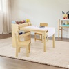 image:imageVEVOR Kids Table and Bench Set Toddler Table and Chair Set of 3 Wood Activity Desk for Art Craft Reading LearningNatural