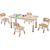 image:imageVEVOR Kids Table and Bench Set Toddler Table and Chair Set of 3 Wood Activity Desk for Art Craft Reading LearningNatural