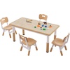 image:imageVEVOR Kids Table and Bench Set Toddler Table and Chair Set of 3 Wood Activity Desk for Art Craft Reading LearningNatural