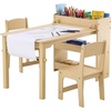 image:imageVEVOR Kids Table and Bench Set Toddler Table and Chair Set of 3 Wood Activity Desk for Art Craft Reading LearningNatural