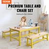 image:imageVEVOR Kids Table and Bench Set Toddler Table and Chair Set of 3 Wood Activity Desk for Art Craft Reading LearningNatural