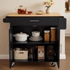 image:imageVEVOR Kitchen Island Cart with Storage 4236 in Wide Island Table for Kitchen with 2 Drawers Storage Cabinet Table for Home Dining Room White4228W dropleafBlack