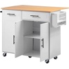 image:imageVEVOR Kitchen Island Cart with Storage 4236 in Wide Island Table for Kitchen with 2 Drawers Storage Cabinet Table for Home Dining Room White4606W dropleaf