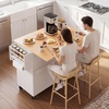 image:imageVEVOR Kitchen Island Cart with Storage 4236 in Wide Island Table for Kitchen with 2 Drawers Storage Cabinet Table for Home Dining Room White4606W dropleaf