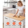 image:imageVEVOR Kitchen Island Cart with Storage 4236 in Wide Island Table for Kitchen with 2 Drawers Storage Cabinet Table for Home Dining Room White4606W dropleaf