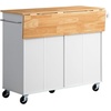 image:imageVEVOR Kitchen Island Cart with Storage 4236 in Wide Island Table for Kitchen with 2 Drawers Storage Cabinet Table for Home Dining Room White4764W dropleaf