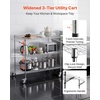 image:imageVEVOR Kitchen Utility Cart 3 Tier Heavy Duty Adjustable Wire Storage Rack Commercial Steel Rolling Service Trolley on Wheels Work Table with Handle Bar for Garage and Laundry Room 40x25x409 in25D x 40W x 409H