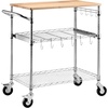 image:imageVEVOR Kitchen Utility Cart 3 Tier Heavy Duty Adjustable Wire Storage Rack Commercial Steel Rolling Service Trolley on Wheels Work Table with Handle Bar for Garage and Laundry Room 40x25x409 in18D x 30W x 36H Table top
