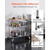 image:imageVEVOR Kitchen Utility Cart 3 Tier Heavy Duty Adjustable Wire Storage Rack Commercial Steel Rolling Service Trolley on Wheels Work Table with Handle Bar for Garage and Laundry Room 40x25x409 in18D x 30W x 36H Table top