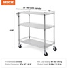 image:imageVEVOR Kitchen Utility Cart 3 Tier Heavy Duty Adjustable Wire Storage Rack Commercial Steel Rolling Service Trolley on Wheels Work Table with Handle Bar for Garage and Laundry Room 40x25x409 in18D x 35W x 409H