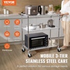 image:imageVEVOR Kitchen Utility Cart 3 Tier Heavy Duty Adjustable Wire Storage Rack Commercial Steel Rolling Service Trolley on Wheels Work Table with Handle Bar for Garage and Laundry Room 40x25x409 in18D x 35W x 409H
