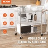 image:imageVEVOR Kitchen Utility Cart 3 Tier Heavy Duty Adjustable Wire Storage Rack Commercial Steel Rolling Service Trolley on Wheels Work Table with Handle Bar for Garage and Laundry Room 40x25x409 in18D x 30W x 324H