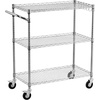 image:imageVEVOR Kitchen Utility Cart 3 Tier Heavy Duty Adjustable Wire Storage Rack Commercial Steel Rolling Service Trolley on Wheels Work Table with Handle Bar for Garage and Laundry Room 40x25x409 in178D x 35W x 409H Upgraded