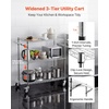 image:imageVEVOR Kitchen Utility Cart 3 Tier Heavy Duty Adjustable Wire Storage Rack Commercial Steel Rolling Service Trolley on Wheels Work Table with Handle Bar for Garage and Laundry Room 40x25x409 in178D x 35W x 409H Upgraded