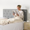 image:imageVEVOR Metal Headboard Queen Size Headboard with Adjustable Height W5965 x H4055 x D15 inches Ideal for Bedroom Hotel Homestay Dormitory BlackDiamond Tufted