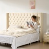 image:imageVEVOR Metal Headboard Queen Size Headboard with Adjustable Height W5965 x H4055 x D15 inches Ideal for Bedroom Hotel Homestay Dormitory Blackcarbon steel