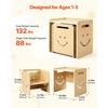 image:imageVEVOR Montessori Weaning Table and Chair Set 3 in 1 Wooden Toddler Table and Chairs with Chalkboard Adjustable Height Montessori Table for Ages 15 Ideal for Drawing Reading Eating  NaturalNatural Wood