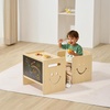 image:imageVEVOR Montessori Weaning Table and Chair Set 3 in 1 Wooden Toddler Table and Chairs with Chalkboard Adjustable Height Montessori Table for Ages 15 Ideal for Drawing Reading Eating  NaturalNatural