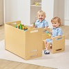 image:imageVEVOR Montessori Weaning Table and Chair Set 3 in 1 Wooden Toddler Table and Chairs with Chalkboard Adjustable Height Montessori Table for Ages 15 Ideal for Drawing Reading Eating  NaturalNatural