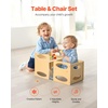 image:imageVEVOR Montessori Weaning Table and Chair Set 3 in 1 Wooden Toddler Table and Chairs with Chalkboard Adjustable Height Montessori Table for Ages 15 Ideal for Drawing Reading Eating  NaturalNatural