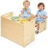 image:imageVEVOR Montessori Weaning Table and Chair Set 3 in 1 Wooden Toddler Table and Chairs with Chalkboard Adjustable Height Montessori Table for Ages 15 Ideal for Drawing Reading Eating  NaturalNatural