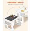 image:imageVEVOR Montessori Weaning Table and Chair Set 3 in 1 Wooden Toddler Table and Chairs with Chalkboard Adjustable Height Montessori Table for Ages 15 Ideal for Drawing Reading Eating  NaturalWhite