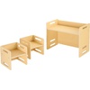 image:imageVEVOR Montessori Weaning Table and Chair Set 3 in 1 Wooden Toddler Table and Chairs with Chalkboard Adjustable Height Montessori Table for Ages 15 Ideal for Drawing Reading Eating  NaturalNatural