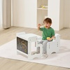 image:imageVEVOR Montessori Weaning Table and Chair Set 3 in 1 Wooden Toddler Table and Chairs with Chalkboard Adjustable Height Montessori Table for Ages 15 Ideal for Drawing Reading Eating  NaturalWhite
