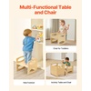 image:imageVEVOR Montessori Weaning Table and Chair Set 3 in 1 Wooden Toddler Table and Chairs with Chalkboard Adjustable Height Montessori Table for Ages 15 Ideal for Drawing Reading Eating  NaturalNatural