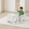 image:imageVEVOR Montessori Weaning Table and Chair Set 3 in 1 Wooden Toddler Table and Chairs with Chalkboard Adjustable Height Montessori Table for Ages 15 Ideal for Drawing Reading Eating  NaturalWhite