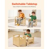 image:imageVEVOR Montessori Weaning Table and Chair Set 3 in 1 Wooden Toddler Table and Chairs with Chalkboard Adjustable Height Montessori Table for Ages 15 Ideal for Drawing Reading Eating  NaturalNatural