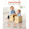 image:imageVEVOR Montessori Weaning Table and Chair Set 3 in 1 Wooden Toddler Table and Chairs with Chalkboard Adjustable Height Montessori Table for Ages 15 Ideal for Drawing Reading Eating  NaturalNatural