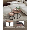 image:imageVEVOR Nesting Coffee Table Set of 2 236 in Round Coffee Table Glass Nesting Tables for Small Place Modern End Side Tables Night Stand with Metal Frame for Living Room Bedroom Balcony OfficeBrown