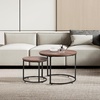 image:imageVEVOR Nesting Coffee Table Set of 2 236 in Round Coffee Table Glass Nesting Tables for Small Place Modern End Side Tables Night Stand with Metal Frame for Living Room Bedroom Balcony OfficeBrown