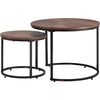 image:imageVEVOR Nesting Coffee Table Set of 2 236 in Round Coffee Table Glass Nesting Tables for Small Place Modern End Side Tables Night Stand with Metal Frame for Living Room Bedroom Balcony OfficeBrown