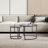 image:imageVEVOR Nesting Coffee Table Set of 2 236 in Round Coffee Table Glass Nesting Tables for Small Place Modern End Side Tables Night Stand with Metal Frame for Living Room Bedroom Balcony OfficeBlack