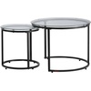 image:imageVEVOR Nesting Coffee Table Set of 2 236 in Round Coffee Table Glass Nesting Tables for Small Place Modern End Side Tables Night Stand with Metal Frame for Living Room Bedroom Balcony OfficeBlack