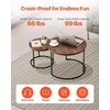 image:imageVEVOR Nesting Coffee Table Set of 2 236 in Round Coffee Table Glass Nesting Tables for Small Place Modern End Side Tables Night Stand with Metal Frame for Living Room Bedroom Balcony OfficeBrown
