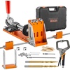 image:imageVEVOR Pocket Hole Jig Kit 34 Pcs Pocket Hole Jig System with 11 Cclamp Fixture Step Drills Wrenches Drill Stop Rings Square Drive Bits Toolbox Adjustable for DIY Carpentry ProjectsOrange