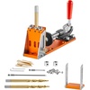 image:imageVEVOR Pocket Hole Jig Kit 34 Pcs Pocket Hole Jig System with 11 Cclamp Fixture Step Drills Wrenches Drill Stop Rings Square Drive Bits Toolbox Adjustable for DIY Carpentry ProjectsOrange