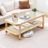 image:imageVEVOR Rattan Coffee Table Rectangle PE Rattan Woven Wood Coffee Table with MDF Top 32Inch Modern Boho Style Storage Table with Retro Metal Hinges for Living Room Bedroom amp Small Spaces45InchGlass