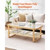 image:imageVEVOR Rattan Coffee Table Rectangle PE Rattan Woven Wood Coffee Table with MDF Top 32Inch Modern Boho Style Storage Table with Retro Metal Hinges for Living Room Bedroom amp Small Spaces45InchGlass