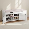 image:imageVEVOR Rattan Shoe Storage Bench Entryway Bench with 2 Flip Drawers Holds up to 300 lbs with 4 Compartments and 2 Rattan Doors 394 x 118 x 209 Inches for Hallway Living Room Bedroom3 Barn Doors