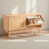image:imageVEVOR Rattan Shoe Storage Bench Entryway Bench with 2 Flip Drawers Holds up to 300 lbs with 4 Compartments and 2 Rattan Doors 394 x 118 x 209 Inches for Hallway Living Room Bedroom2 Rattan Doors