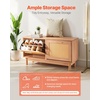 image:imageVEVOR Rattan Shoe Storage Bench Entryway Bench with 2 Flip Drawers Holds up to 300 lbs with 4 Compartments and 2 Rattan Doors 394 x 118 x 209 Inches for Hallway Living Room Bedroom2 Rattan Doors