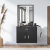 image:imageVEVOR Salon Storage Cabinet Wall Mounted Barber Salon Station for Hair Stylist Hair Stylist Station Set with 3 Sleeves A Mirror DoubleDoor Cabinet and A Drawer Black